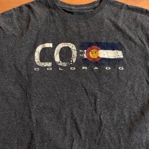 Colorado Flag CO Men's T-Shirt XL EUC Soft Comfortable Grey US Rockies Avalanche